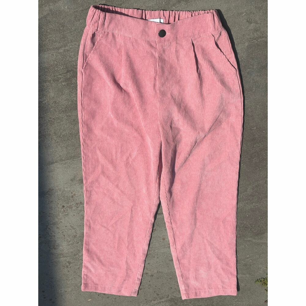 Lioness Pink Corduroy High Waisted Pleated Trousers Pants Size S